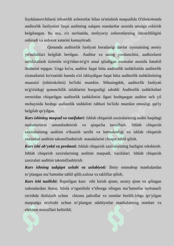 Ishlab chiqarish zaxiralarining butligini tekshirish 5