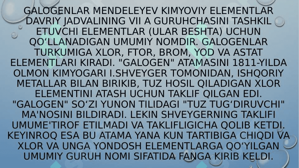 Galogenlarning o’zaro hosil qilgan birikmalari 3