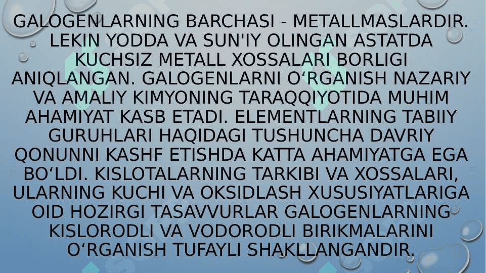 Galogenlarning o’zaro hosil qilgan birikmalari 4