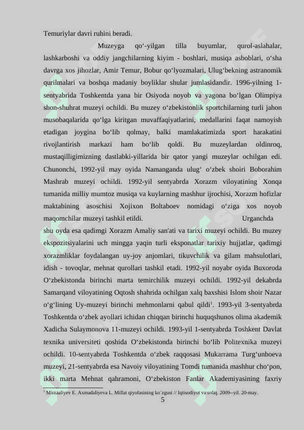 Mustaqillik yillarida muzeylar faoliyati 5