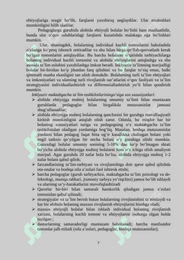 Inklyuziv va integrallashgan ta'lim asoslari 7