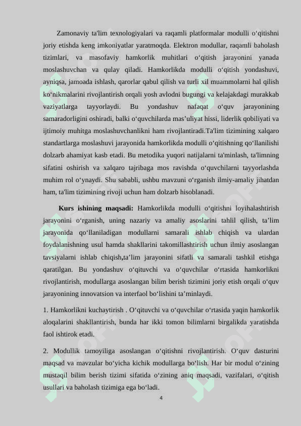 Hamkorlikda modulli oʻqitishni loyihalashtirish 4