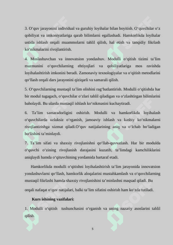 Hamkorlikda modulli oʻqitishni loyihalashtirish 5