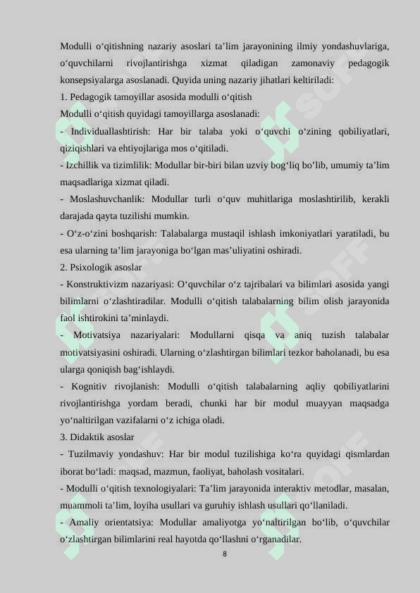 Hamkorlikda modulli oʻqitishni loyihalashtirish 8