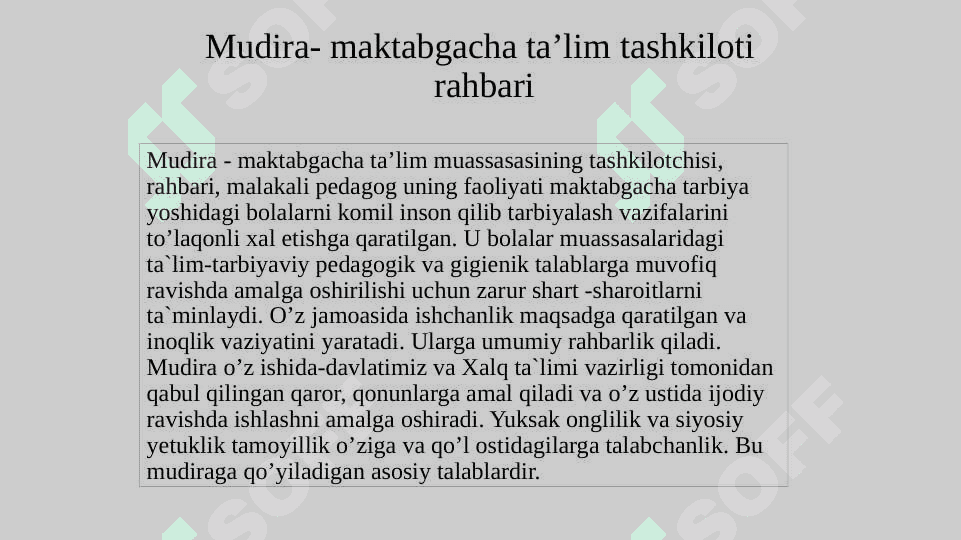 Direktor maktabgacha ta’lim tashkilotining rahbari 3