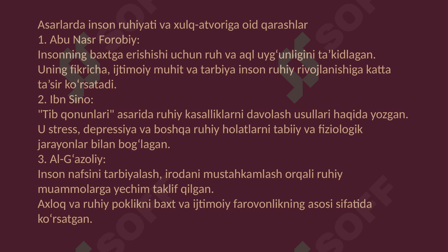 Sharq Mutafakkirlarining Psixologik qarashlari Psixologik Kasalliklar 3