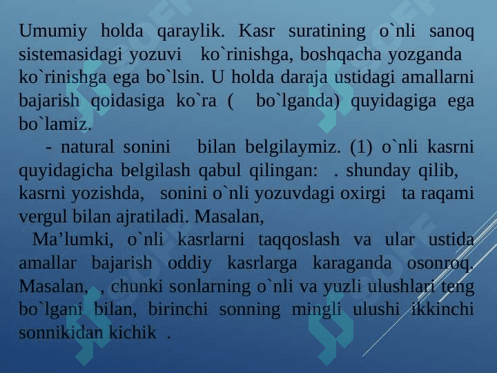 Rasional  sonlar. O‘nli kasrlar va ular ustida arifmetik amallar. Haqiqiy sonlar 3