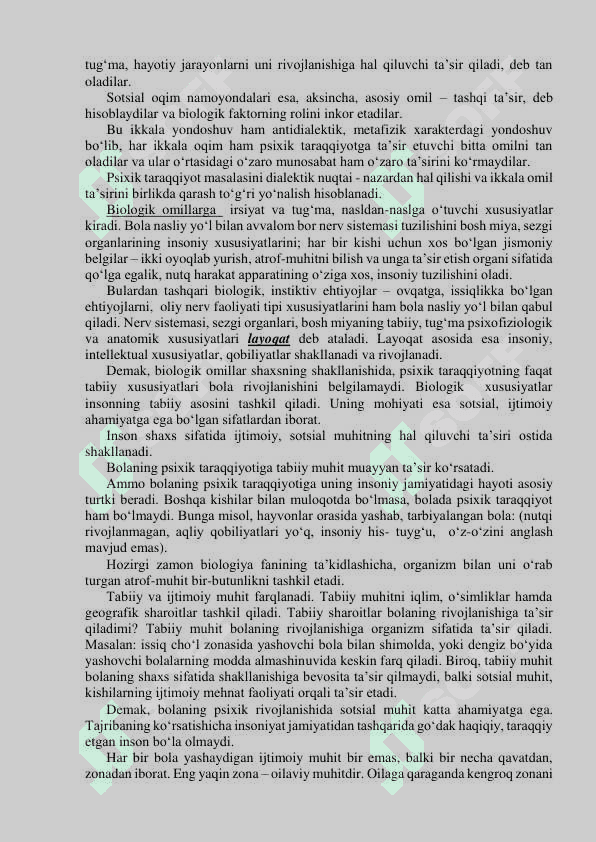 PSIXIK RIVOJLANISH VA UNI DAVRLASHTIRISH MUAMMOSI 2