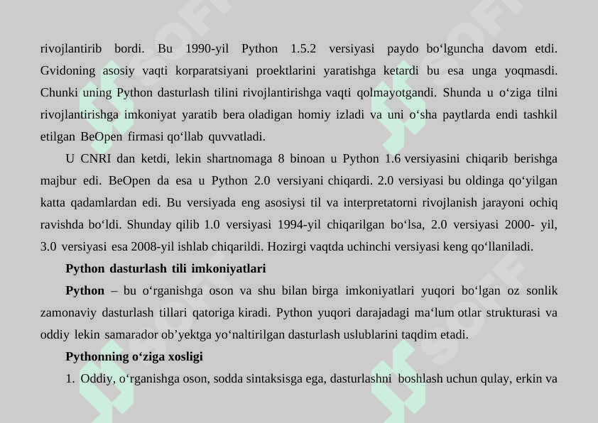 PYTHΟNGA KIRISH. PYTHΟN DASTURLASH TILI 3