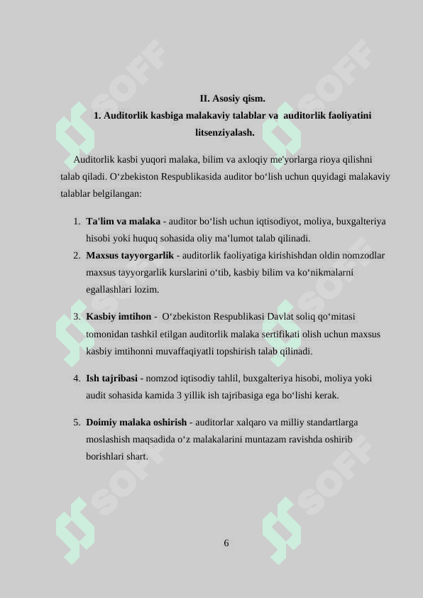 Auditorlik kasbining axloqiy talablari 6