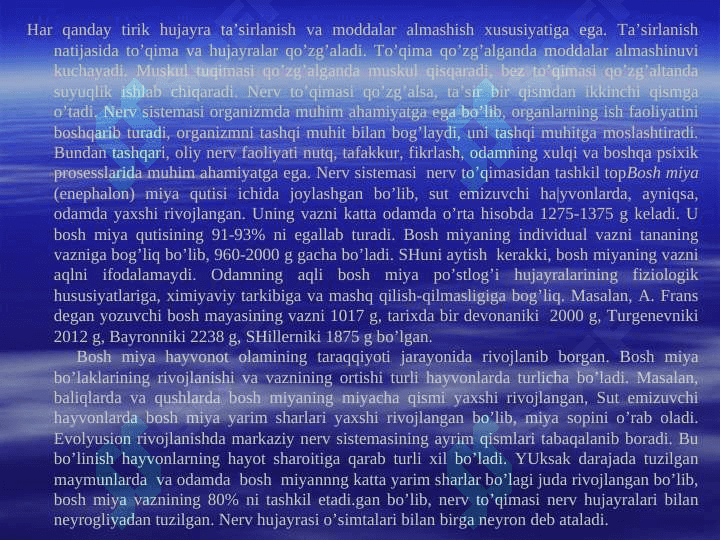 Bosh miya bo’laklarini tuzilishi 2