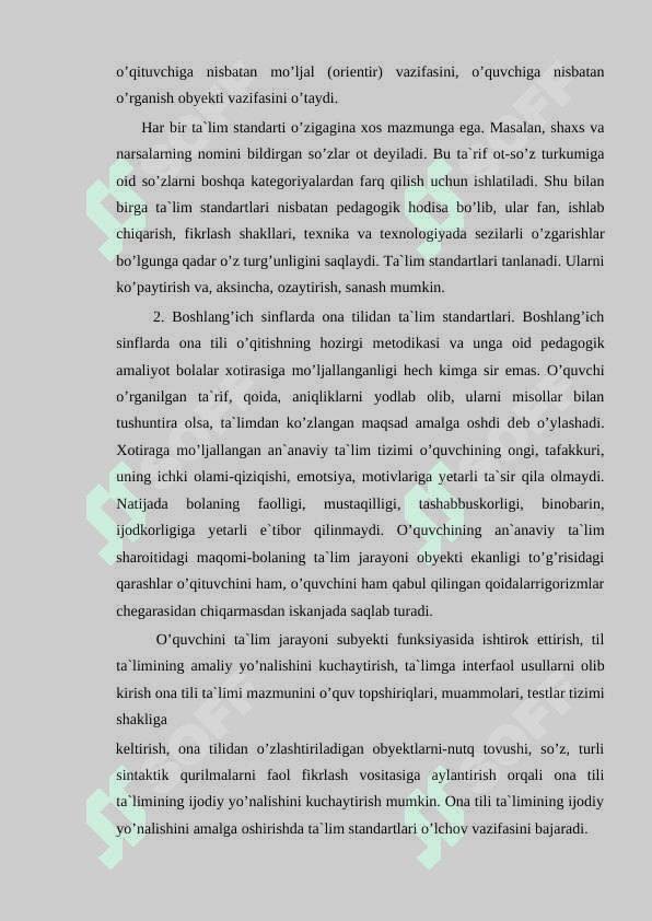 BOSHLANG’ICH SINFLARDA ONA TILINI O’RGATISHNING  MAZMUNI VA VAZIFALARI 5
