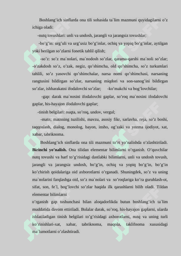 BOSHLANG’ICH SINFLARDA ONA TILINI O’RGATISHNING  MAZMUNI VA VAZIFALARI 6