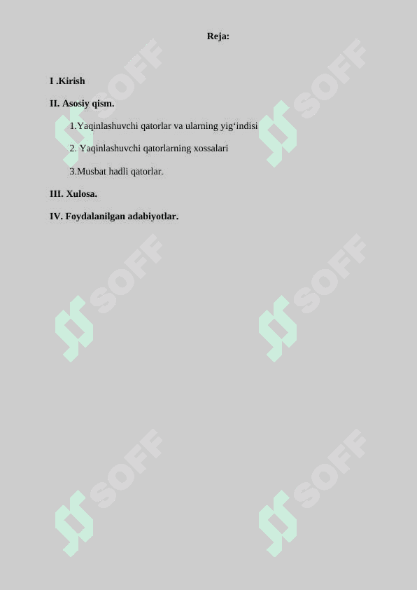 Qatorlarning yaqinlashish alomatlari 2