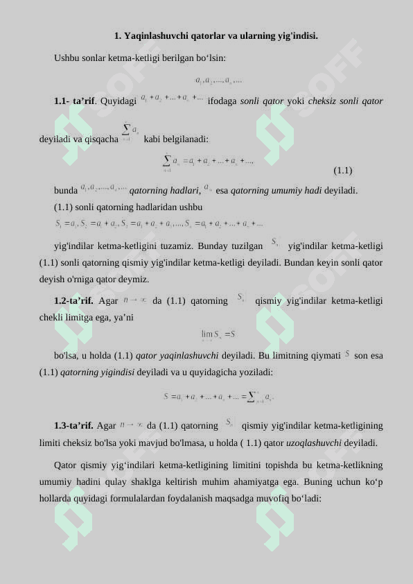 Qatorlarning yaqinlashish alomatlari 4