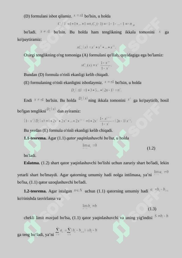 Qatorlarning yaqinlashish alomatlari 6