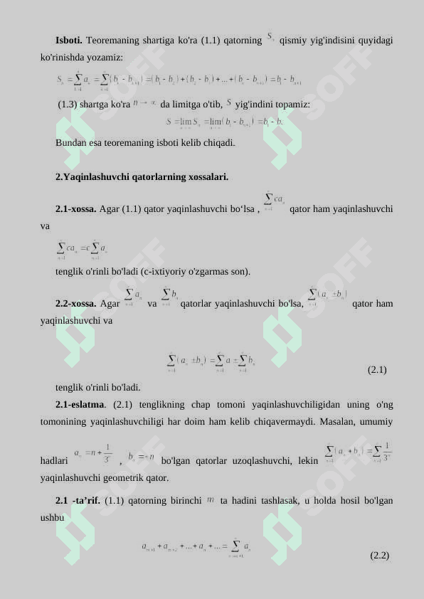 Qatorlarning yaqinlashish alomatlari 7