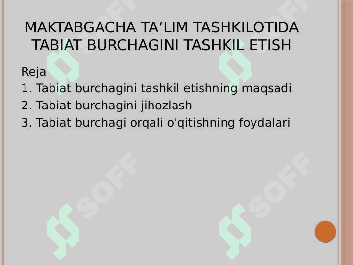 Maktabgacha ta‘lim tashkilotida tabiat burchagini tashkil etish 2