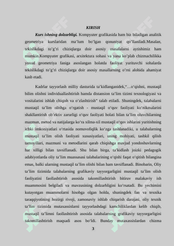 Tekisliklarning o'zaro vaziyati. 3