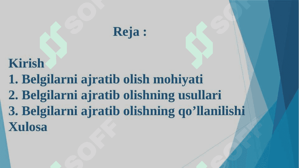 INFORMATIK BELGILARNI AJRATIB OLISHNING "FEATURE EXTRACTION" USULLARI 2