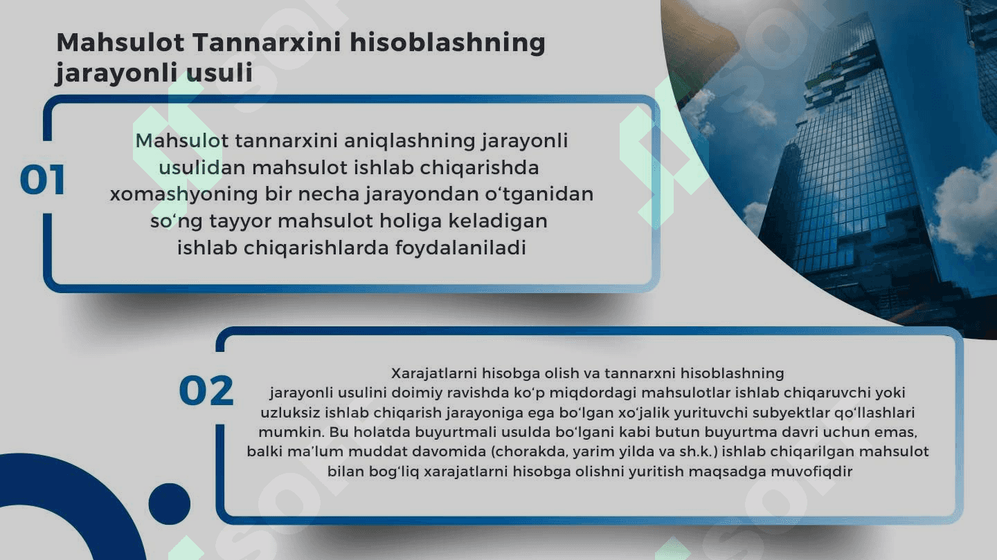 Jarayonli kalkulatsiya qilish usuli 5