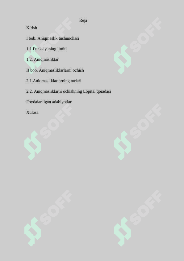 "C:\UAniqmasliklar. Aniqmaliklarni ochishning  Lapital qoidas 2