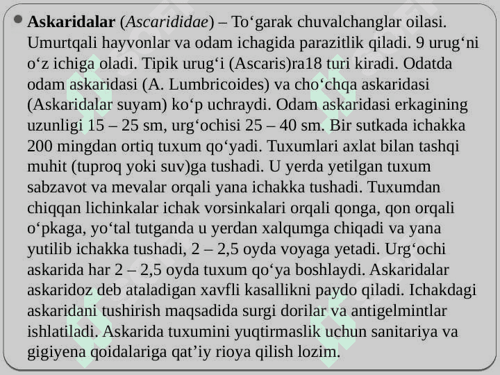 Gelmintlar-odam parazitlari 2
