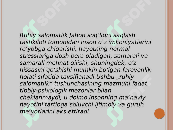 Ruhiy salomatlik tushunchasi stress tushunchasi 2
