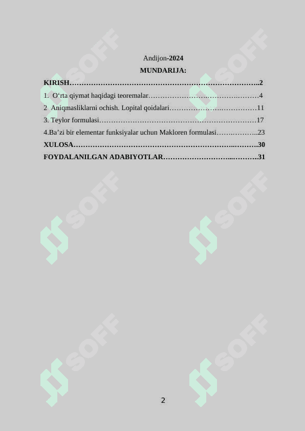 Differensial hisobning asosiy teoremalari 2