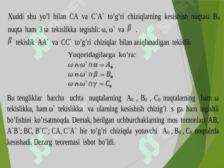 Ikkilik prinsipi. Dezarg teoremasi va uning tatbiqlari 8