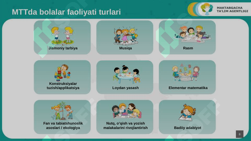 Ilk qadam davlat dasturi asosida bolalarni savodga o`rgatish 8