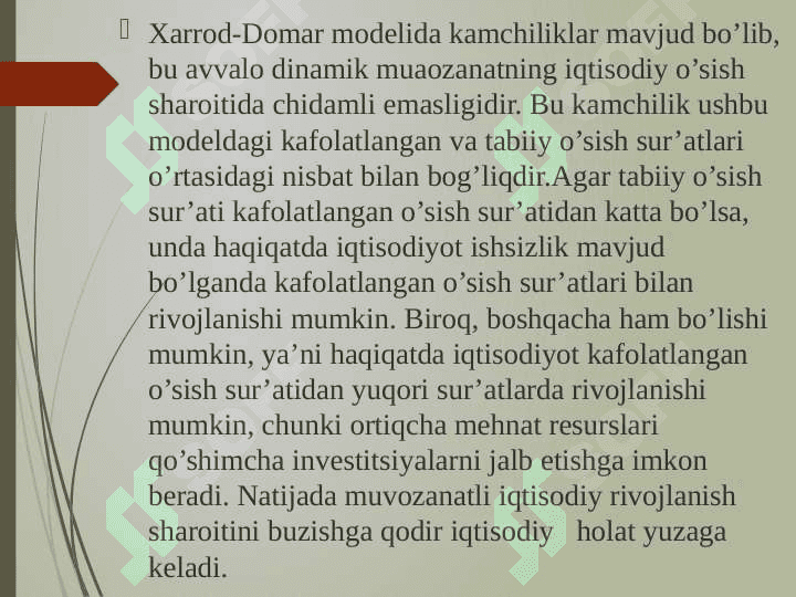 Iqtisodiy o’sishning neoklassik modellari 2