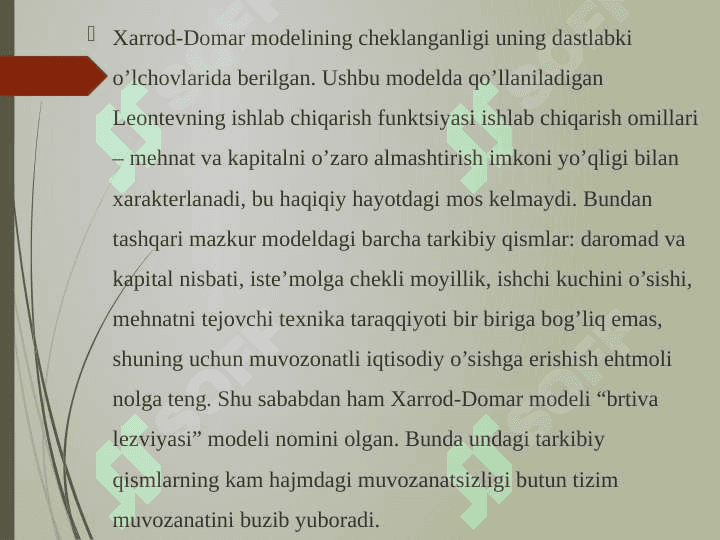 Iqtisodiy o’sishning neoklassik modellari 4