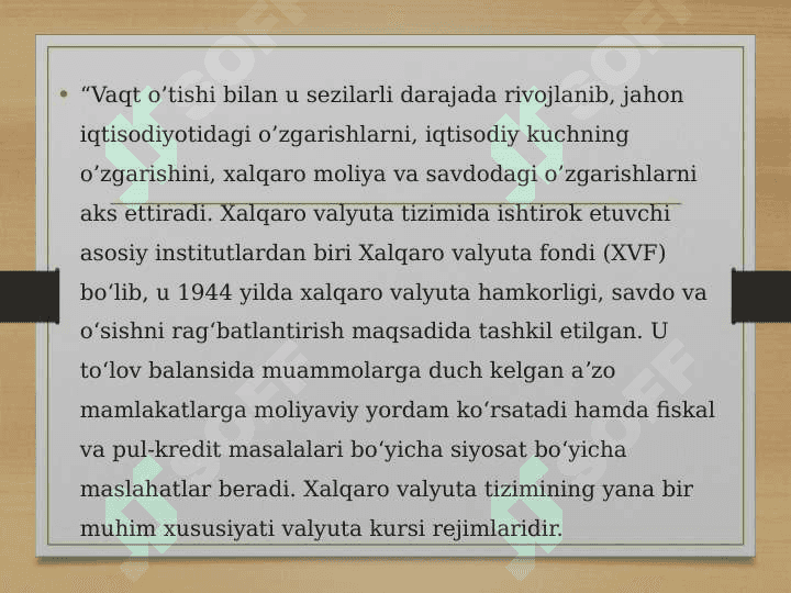 Xalqaro valyuta tizimi va siyosati 4
