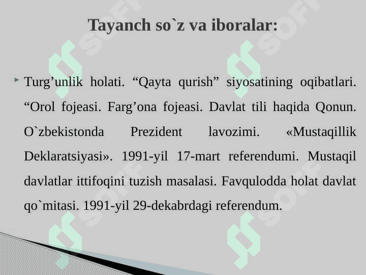 Mustaqillikka erishish arafasida O`zbekistondagi ijtimoiy-siyosiy jarayonlar 3