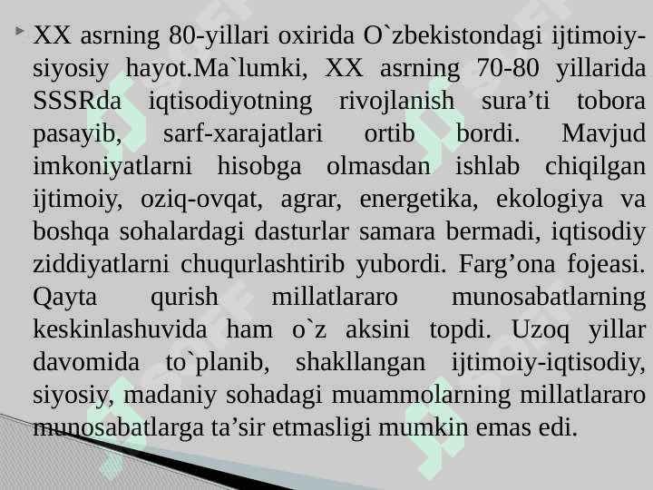Mustaqillikka erishish arafasida O`zbekistondagi ijtimoiy-siyosiy jarayonlar 4
