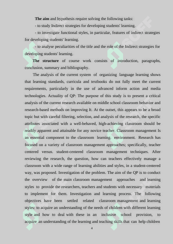 Indirect strategies for general management of learning 4