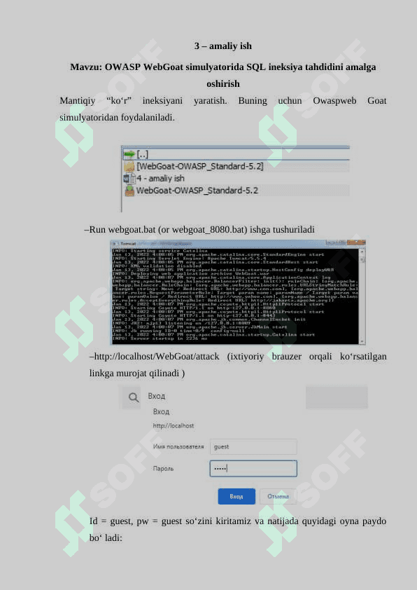 OWASP WebGoat simulyatorida SQL ineksiya tahdidini amalga oshirish 2