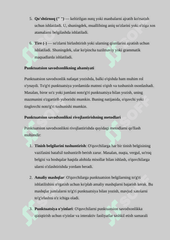 Punktuatsion savodxonlik bo'yicha referat 2