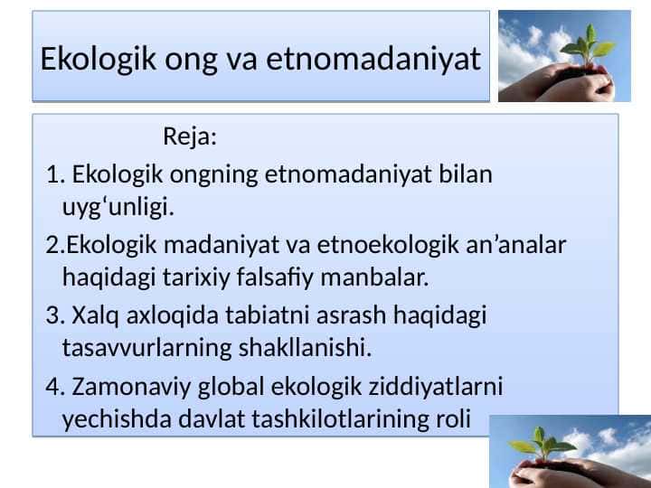 Ekologik ong va etnomadaniyat