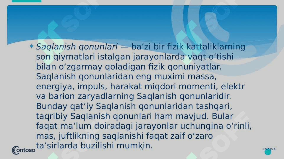 Mexanikaning saqlanish qonunlari 3