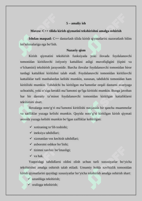 C++ tilida kirish qiymatini tekshirishni amalga oshirish 2
