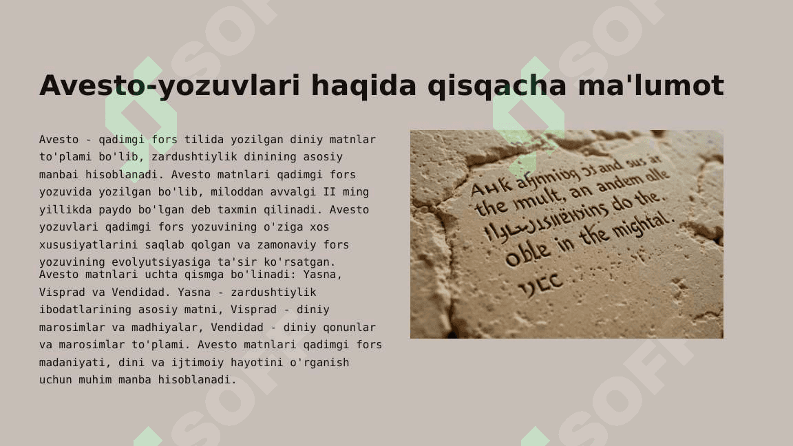 Avesto va Persepoldagi Yozuvlar: Qadimgi Epigrafika Yodgorligi 3