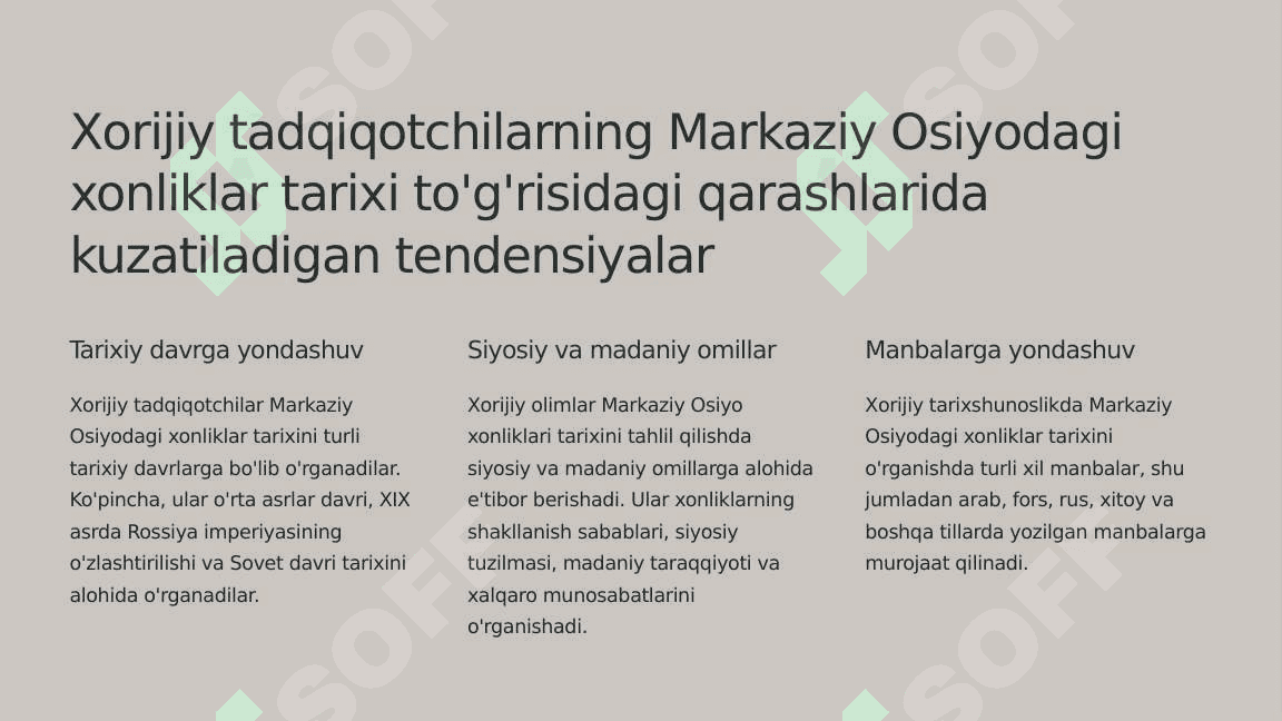 Orta Osiyo Xonliklari Tarixi: Xorijiy Tarixshunoslikda 3