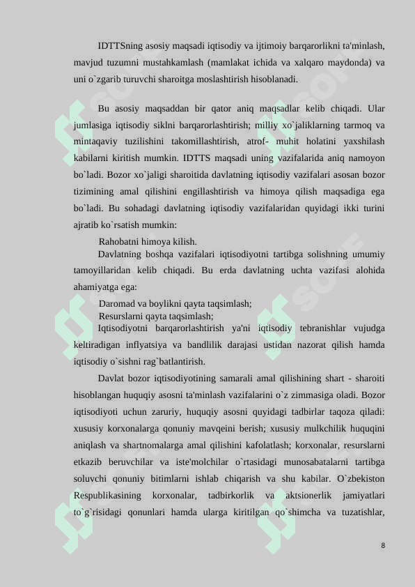 Iqtisodiyotni tartibga  solishda davlatning  ròli 8