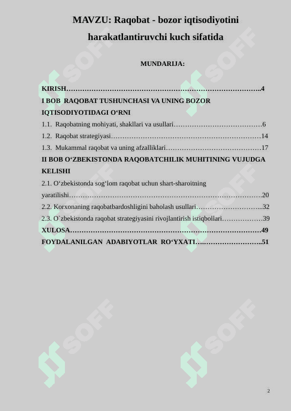 Raqobat - bozor iqtisodiyotini harakatlantiruvchi kuch sifatida 2