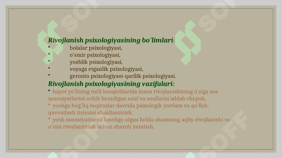 Rivojlanish psixologiyasining predmeti va vazifalari 2