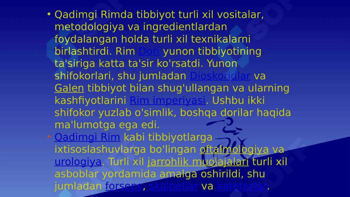 Rim va Gretsiyada davolashning qadimiy usullari. 3