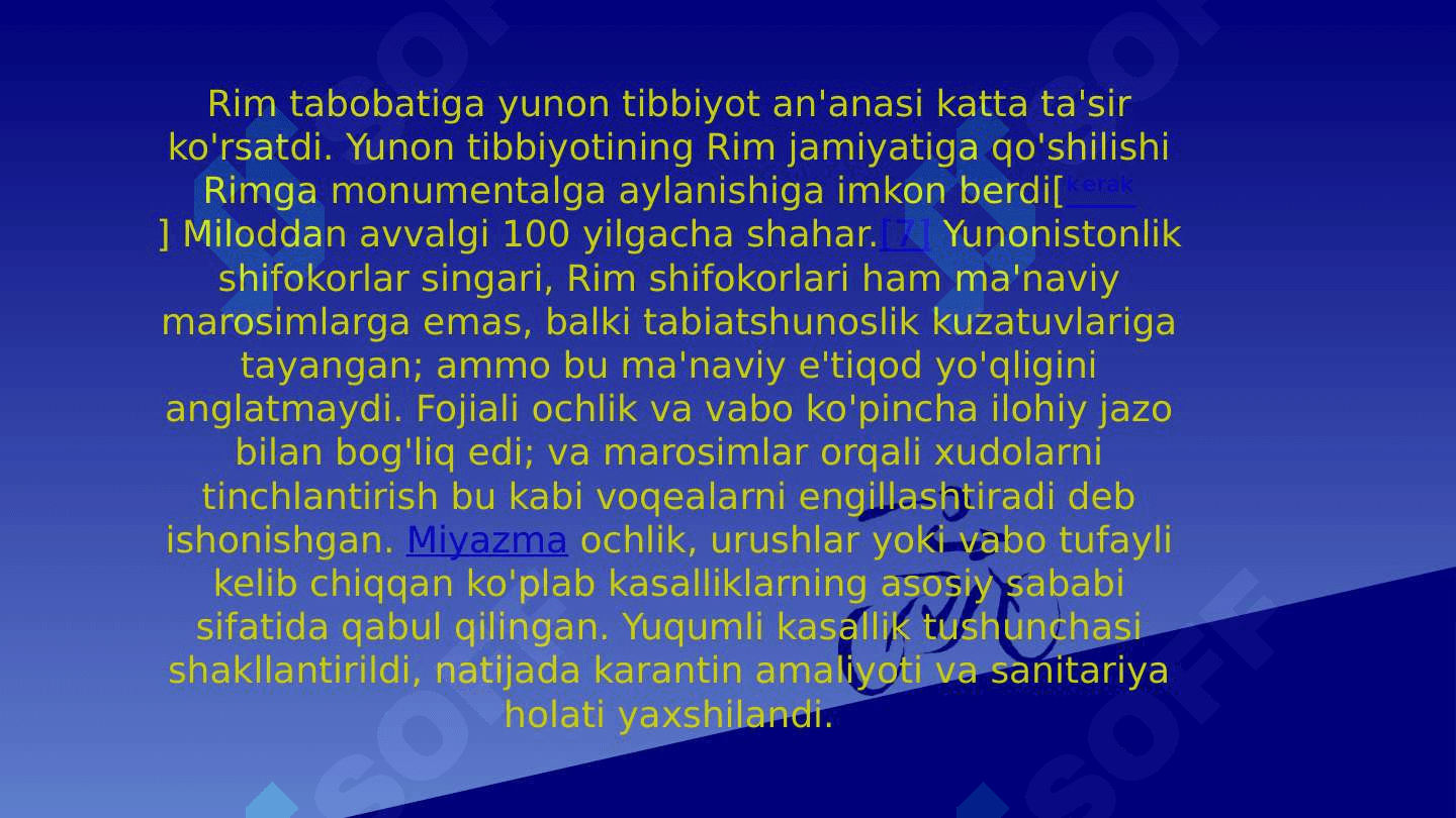Rim va Gretsiyada davolashning qadimiy usullari. 4