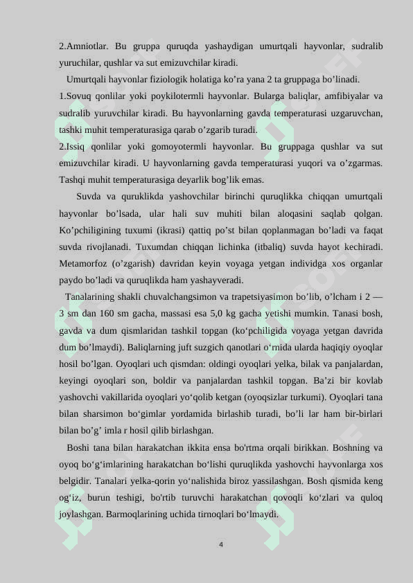 Suvda hamda quruqlikda yashovchilarning kelib chiqishi va evolutsiyasi 4